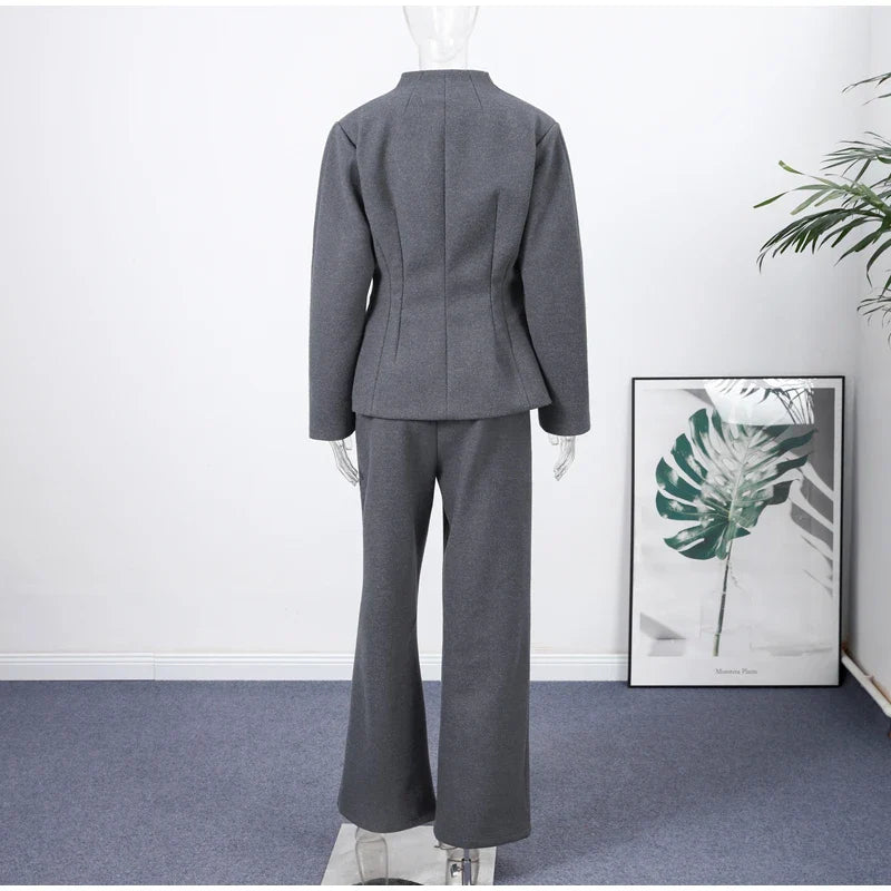 Elegant V-Neck Office Suit Set