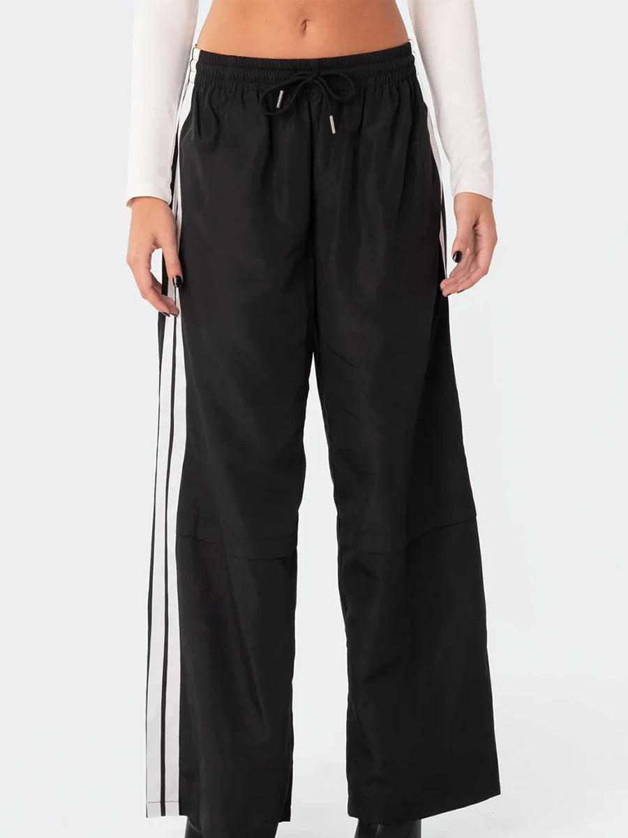 Striped Drawstring Casual Cargo Pants