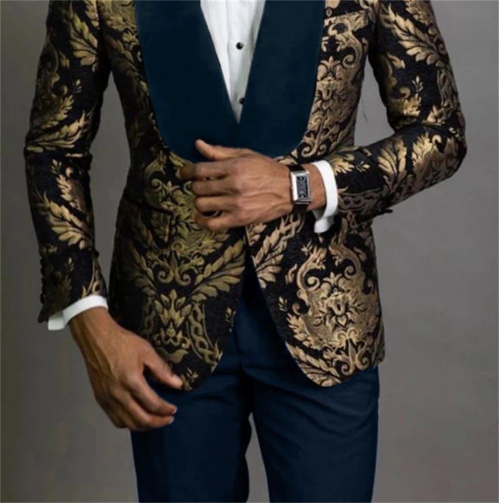 Navy Floral Boys Formal Suit