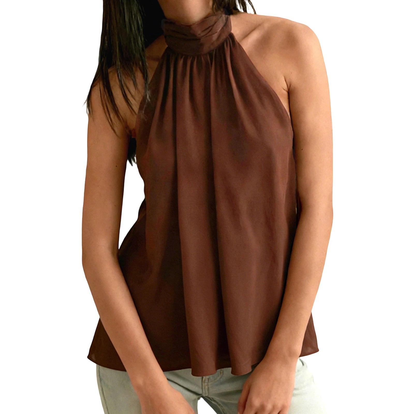 Women's Halter Tops Casual Loose Fit Stylish Solid Color Sleeveless Vest Suitable for Summer