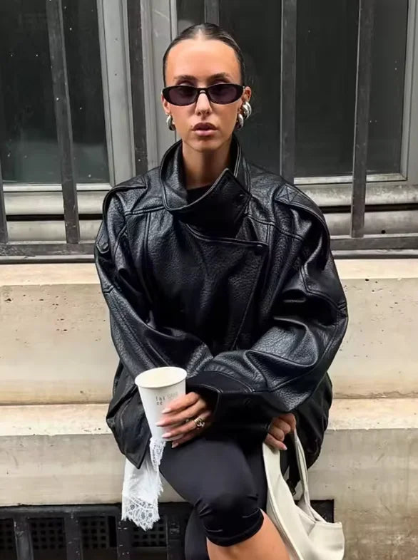 Black Faux Leather Moto Jacket