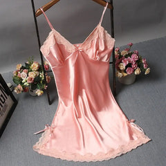Lace V Neck Satin Nightgown