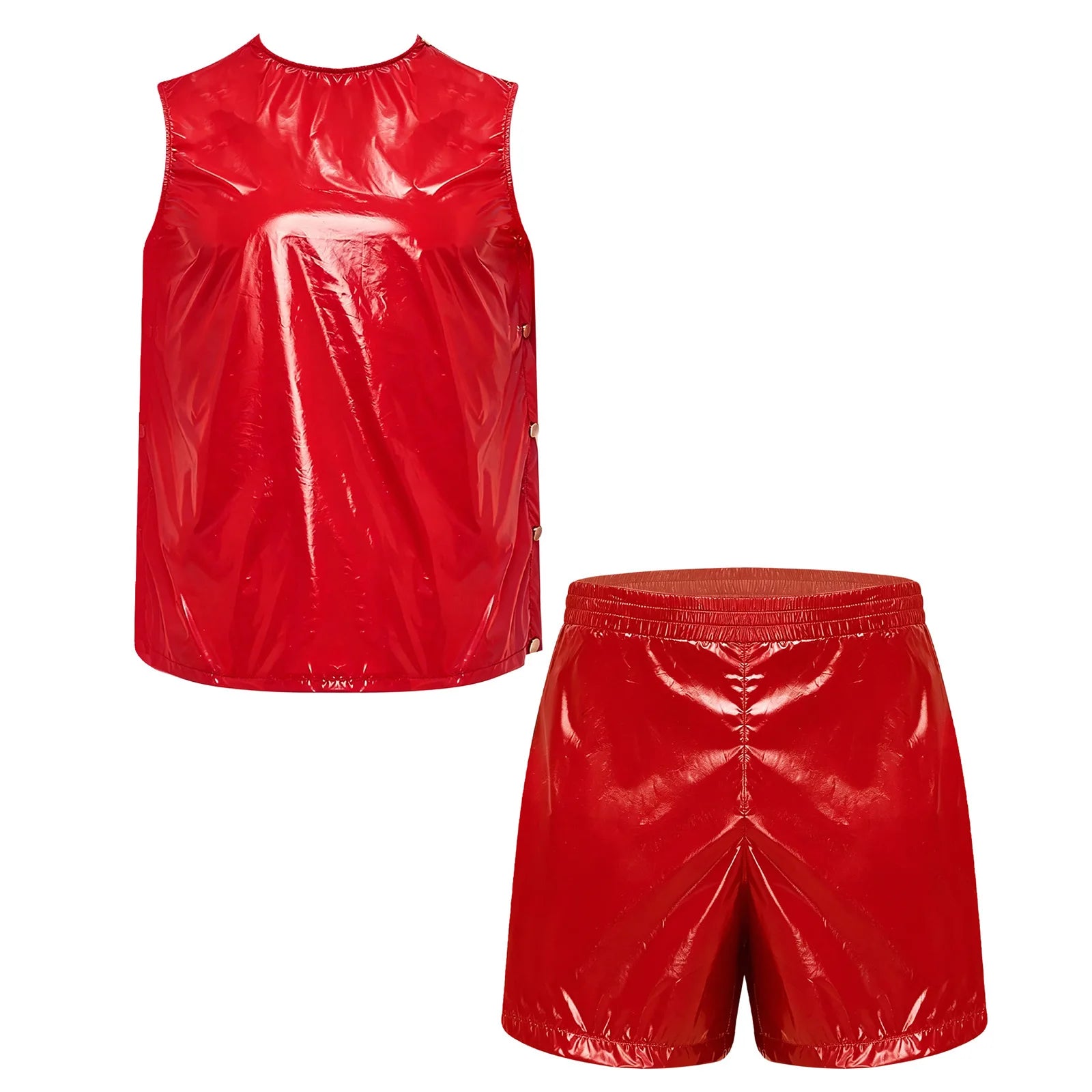 Mens Special Needs Waterproof Sweat Tracksuit Tank Tops And Sides Buttons Boxer Shorts Two Pieces Outfit Adaptive Clothing