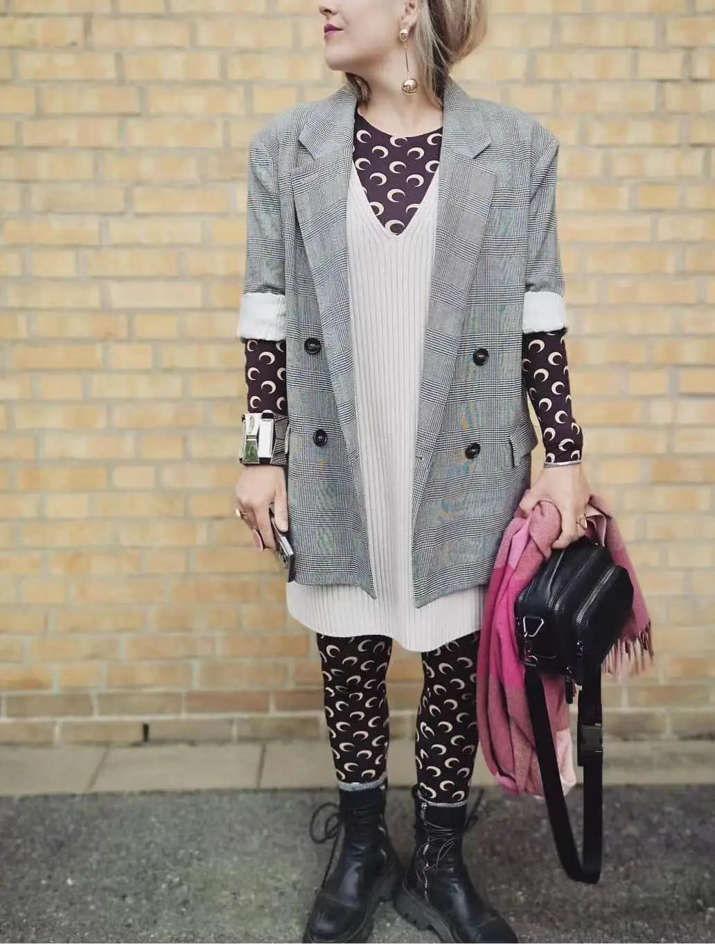 Women Jumpsuit Y2K Streetwear Moon Print Jumpsuit Elastic Long Sleeve Round Neck Autumn Sexy Fashion Bodysuit