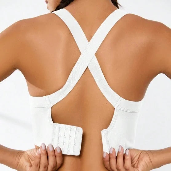 Sports and Beautiful Back Bra Set, Cross-Back Sports Bra, No Chest Pad, Adjustable Size, and Can Be Worn Inside Normally