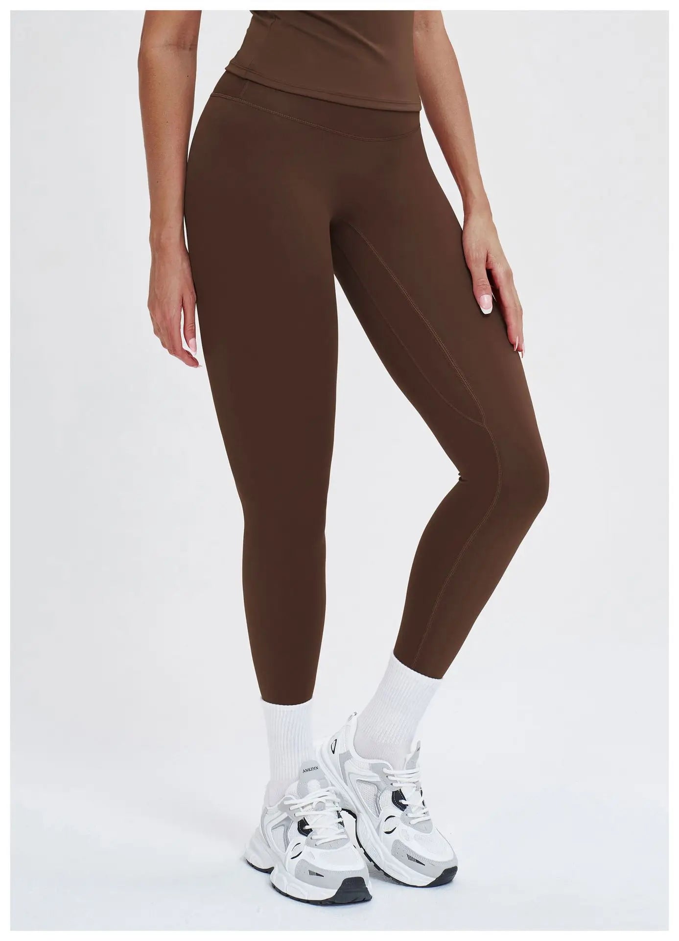 Fitness Leggings High Rise Hip Lift Brushed Soft Material For Ladies Outdoor Elastic Slim Fit Outer Wear Sports Tight Pants