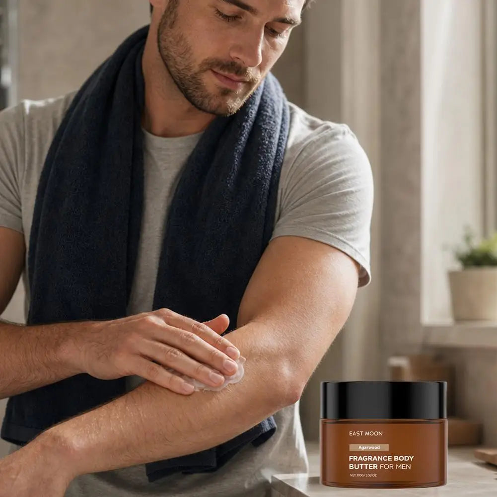 100g Refreshing Men Cologne Scent Body Lotion Agarwood Fragrance Body Butter For Men Gentle Care Dry Skin Deep Nourishing Cream