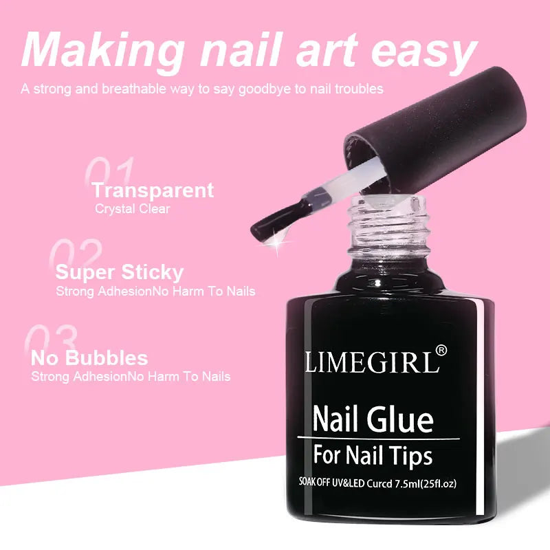 LIMEGIRL Nail Tips Glue Gel 7.5ml UV Glue for False Nail Gel Polish Manicure Hybrid Gellac Multi-function Strong Gel Nail Polish