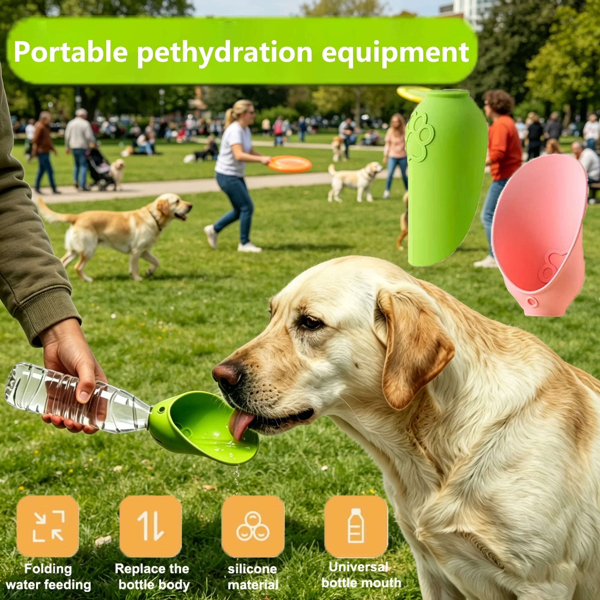Pet Travel Cup, Leak-Proof and Foldable, with a Removable Bowl, Dishwasher Safe, a Must-Have for Outdoor Walks and Trips
