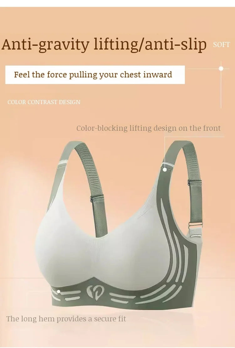 Women's Sports Bra AntiSagging Adjustable Small Breasts Love Heart Color Collision  Seamless High Elasticity Lift Shapewear