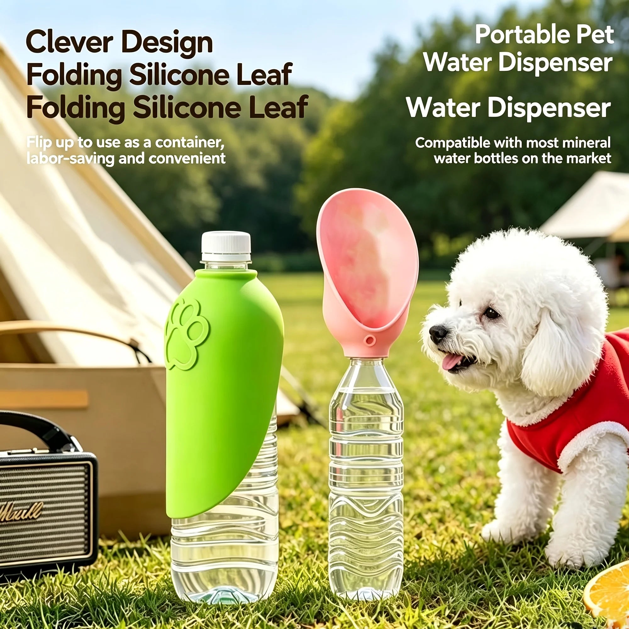 Pet Travel Cup, Leak-Proof and Foldable, with a Removable Bowl, Dishwasher Safe, a Must-Have for Outdoor Walks and Trips