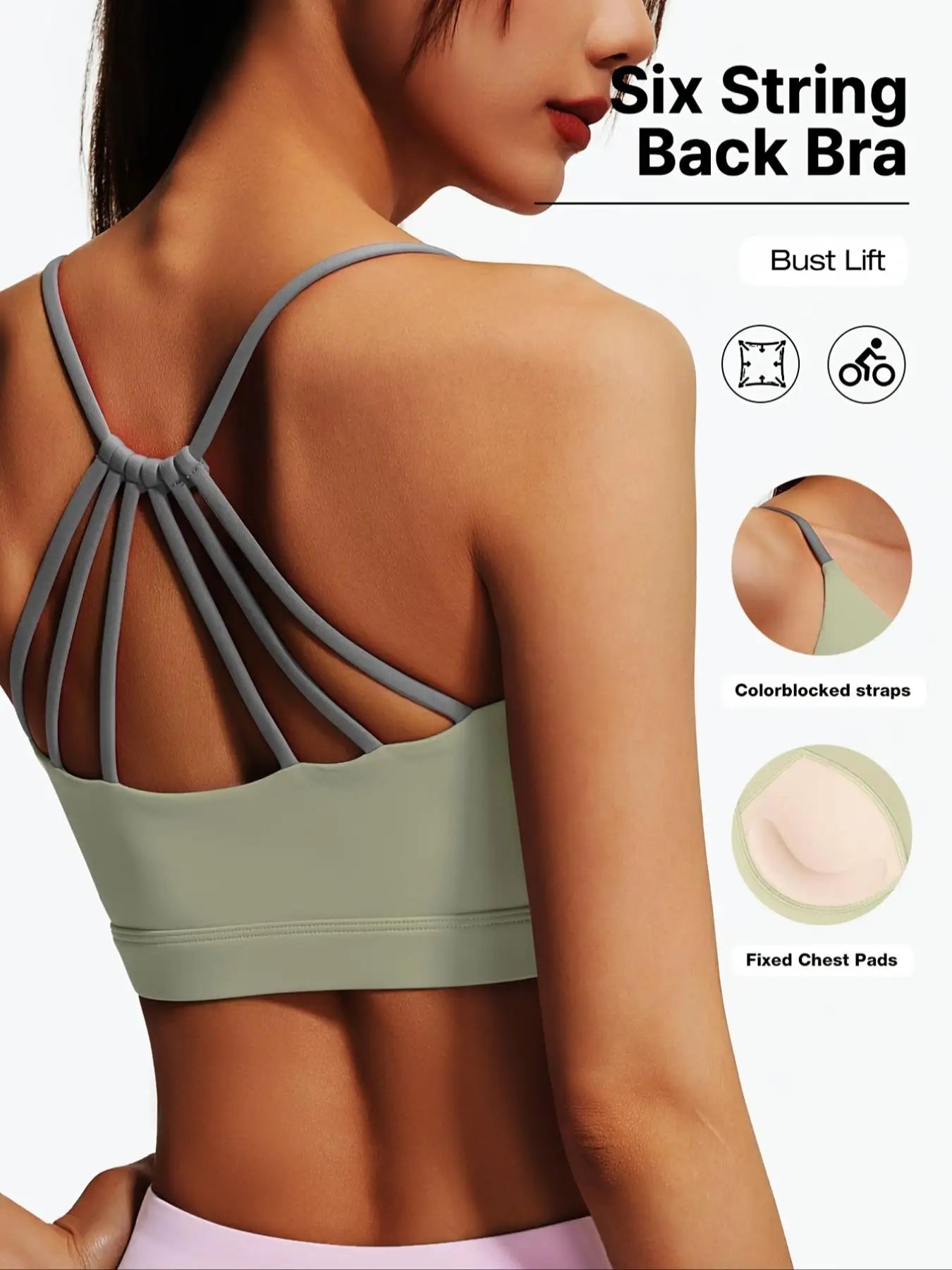 Women's Sporty Backless Sports Bra with Fixed Padding, Slim-Fit Design for All Seasons, Perfect for Fitness & Training