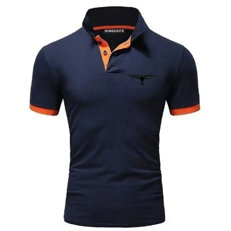 Polo collar contrasting color shirt office fashionable new T-shirt polo shirt men's summer top business casual breathable