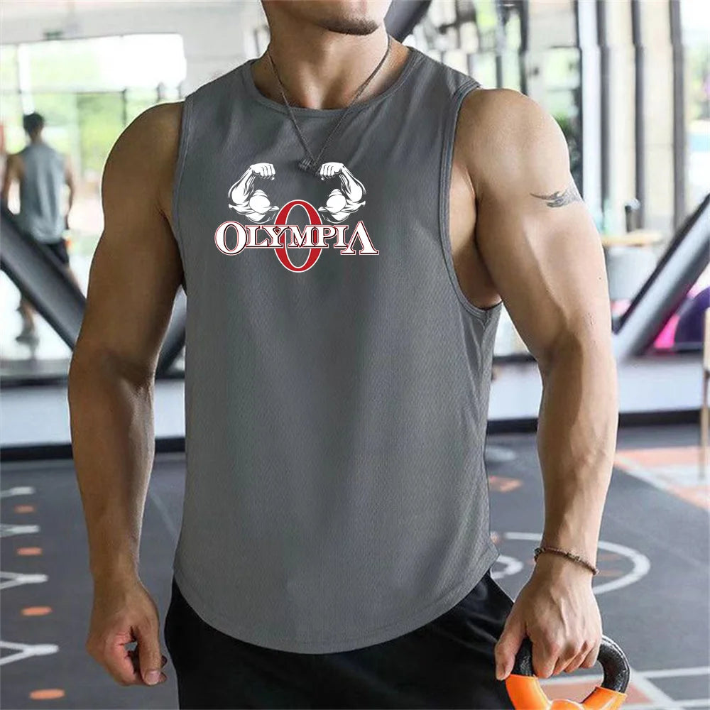 2026  Bodybuilding Sports Tank Tops Men Gyms Fitness Workout Sleeveless Shirt Male Summer Loose Undershirt Running men Vest