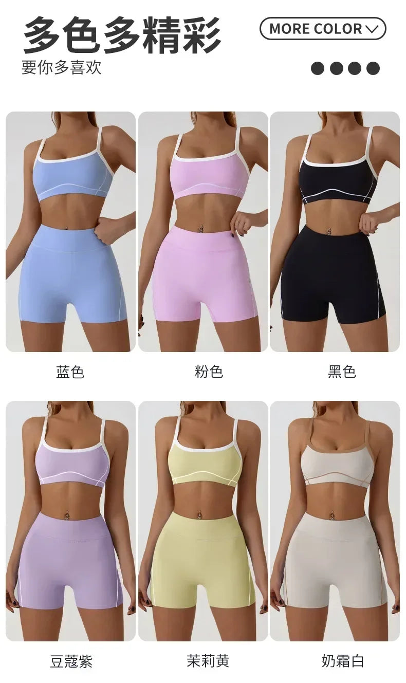 Woman Yoga Sport Outfit for Fitness Two Pieces Short Pant Sets Suits Tracksuit Sportswear Woman Gym Yoga Workout Clothes