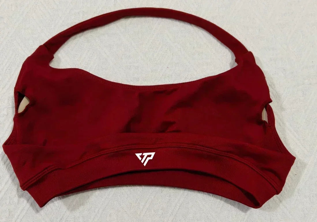 KEEP THAT PUMP Strappy Sports Bra With Logo High Support Womens Yoga Seamless Workout Top Elasticity Fitness Running Gym Bras
