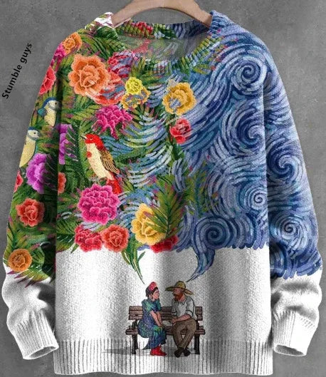 Festive Printed Winter Knit Sweater