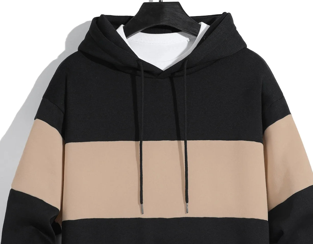 Men's patchwork color hoodie light fleece hoodie long sleeve hoodie sports hoodie