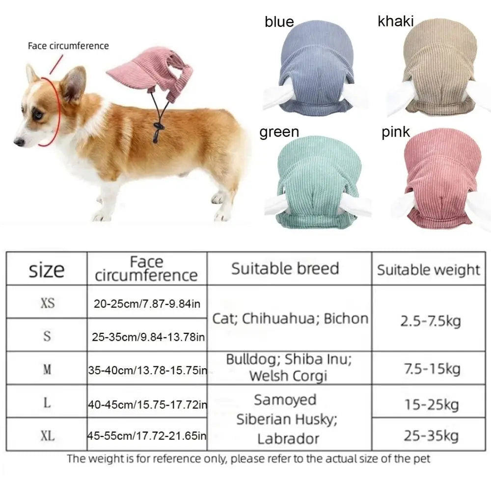 Pet Accessories Adjustable Dog Baseball Cap Breathable Soft Pet Sun Hat with Ear Holes Cat Sunscreen Hat Outdoor