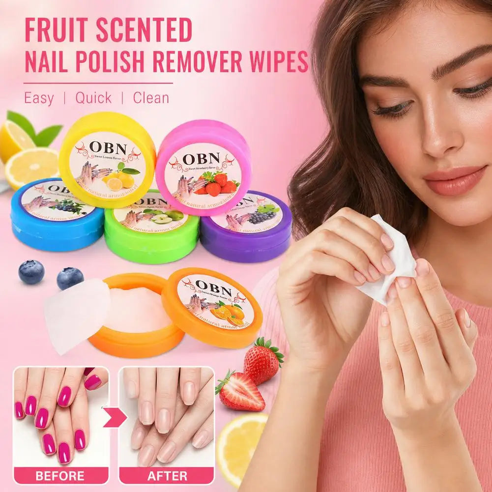 Nail Polish Remover Pads Fruit Flavor Eyelash Glue Cleaning Wipes Disposable Boxed Gel Polish Remover Cotton Pads Wipes