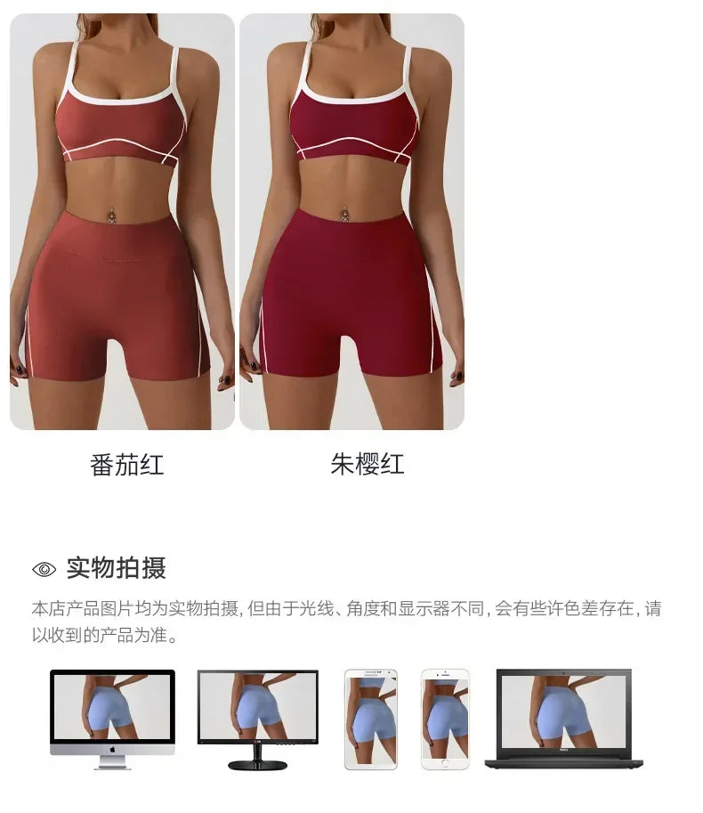 Woman Yoga Sport Outfit for Fitness Two Pieces Short Pant Sets Suits Tracksuit Sportswear Woman Gym Yoga Workout Clothes
