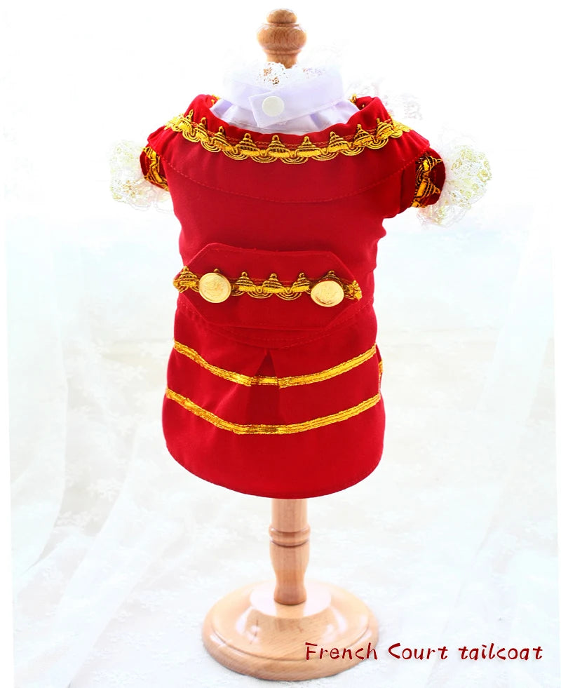 Handmade Unique Design Dog Clothes European Court Style Pet Costume Suit Lace Cuffs Collar Twin Sets Apparel Cat Poodle Maltese