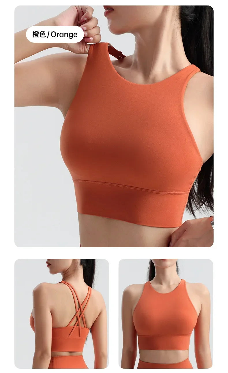 Women's Sports Bra, Shockproof and Beautiful Back Sports and Fitness Bra Shockproof and Anti Sagging Integrated Yoga Sports Vest