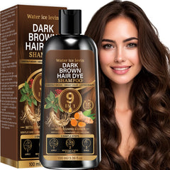 Unisex 9‑in‑1 Dark Brown Hair Care Shampoo Herbal Formula Nourish Scalp Long‑Lasting Hair Shine Daily Gentle Hair Cleanser