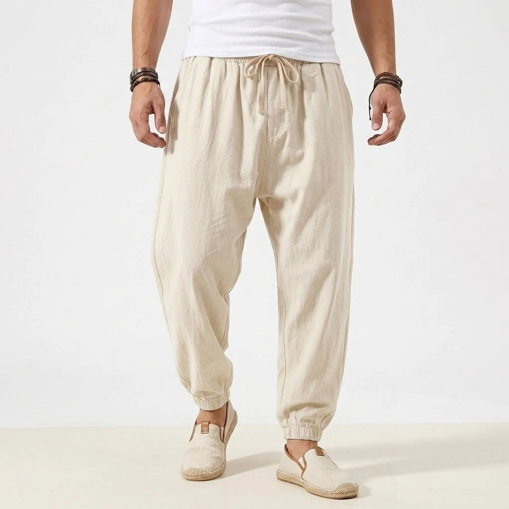 Men's Joggers Streetwear Casual Harem Pants Sport Large Sweatpants Korean Breathable Cotton Trousers Elastic Waist Long Pants