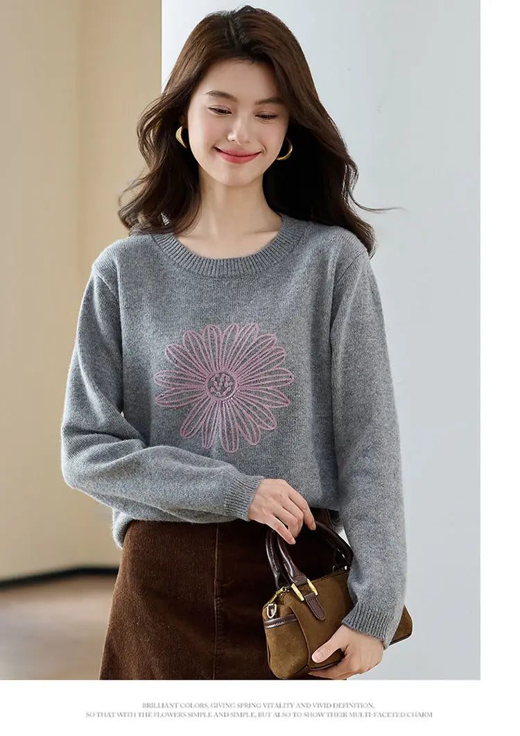 Classic Gray Winter Knit Pullover