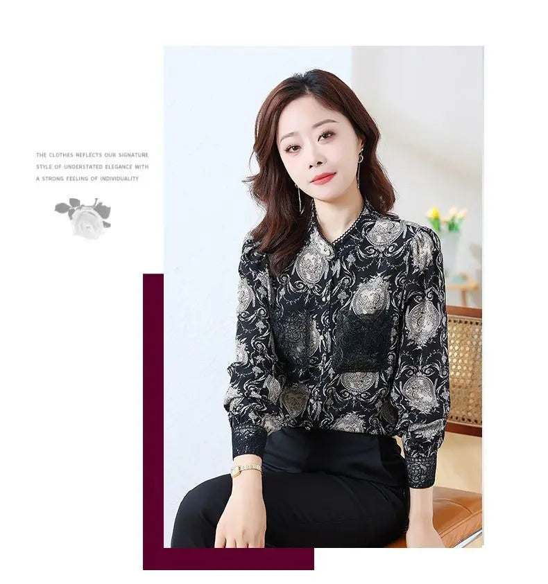 Printed Satin Commuter Shirt Women