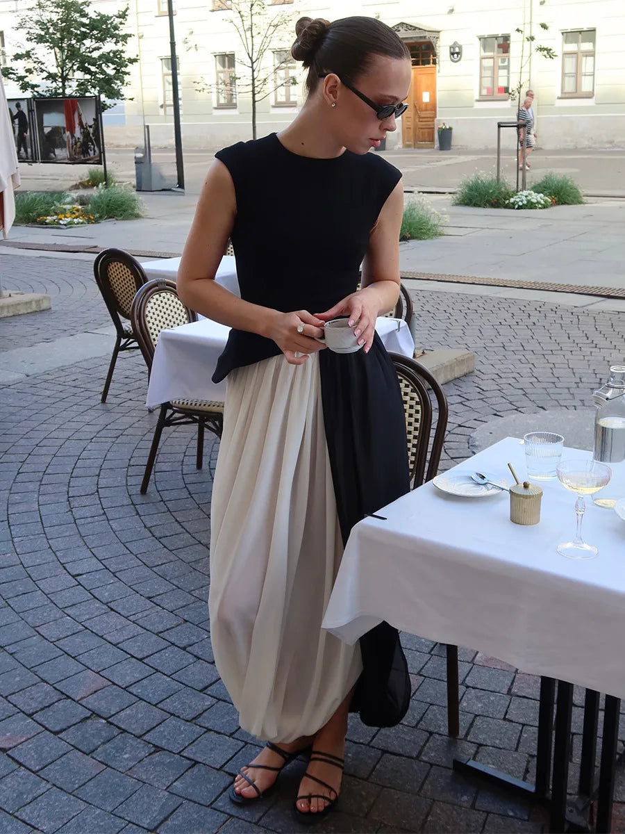 Irregular Skirt for Women Spring Summer New Elegant Street Style Skirt Women's Fashion Loose Ruched Draped Side Split Maxi Skirt