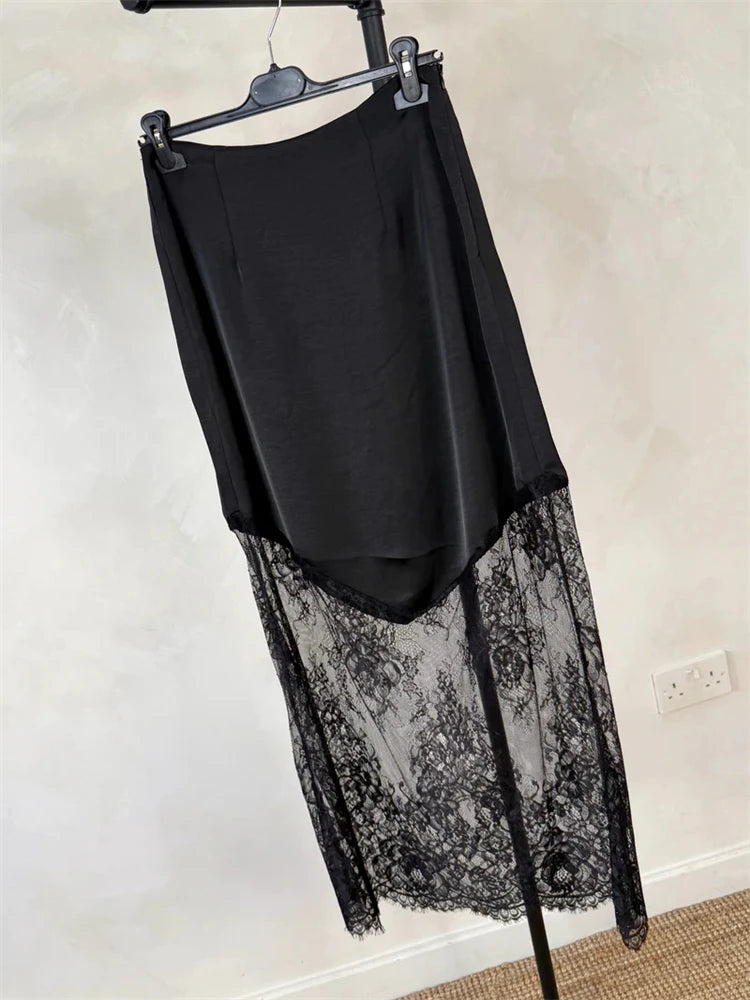 Patchwork Lace High Waist Maxi