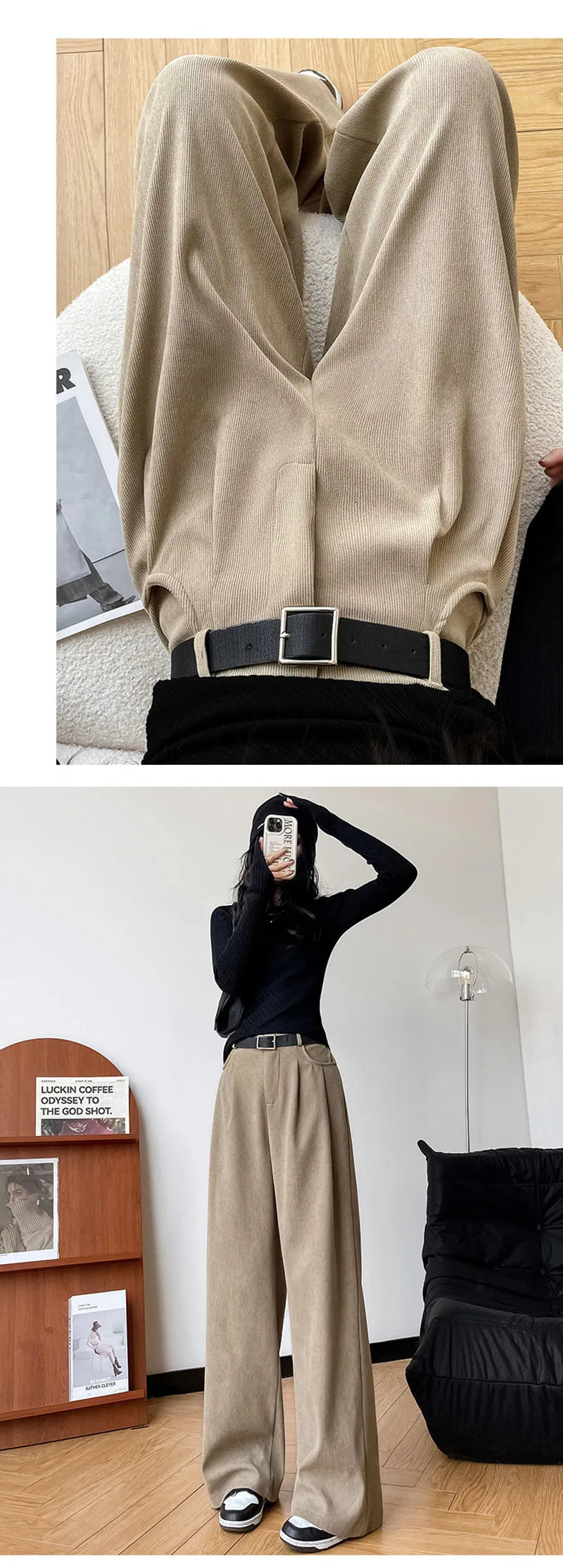 Women's Pants Autumn Winter Corduroy High Waist Wide Leg Pants for Women Casual Trousers Female Straight Pants Women Clothes New