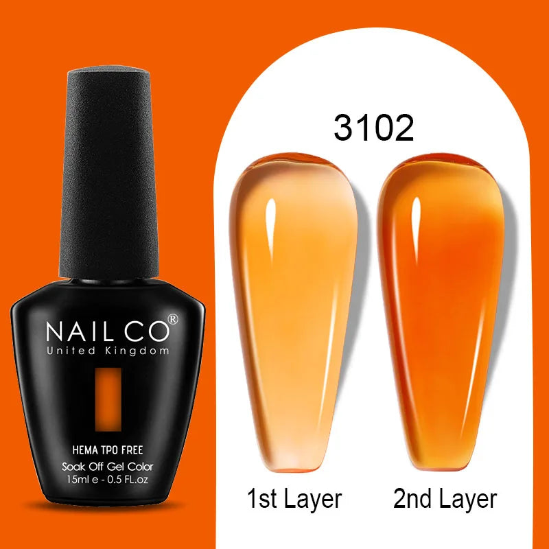 NAILCO 15ml Colorful Jelly Gel Nail Polish Gorgeous Color HEMA TPO FREE Soak Off UV LED Semi Permanent Long Wear Gel Varnish