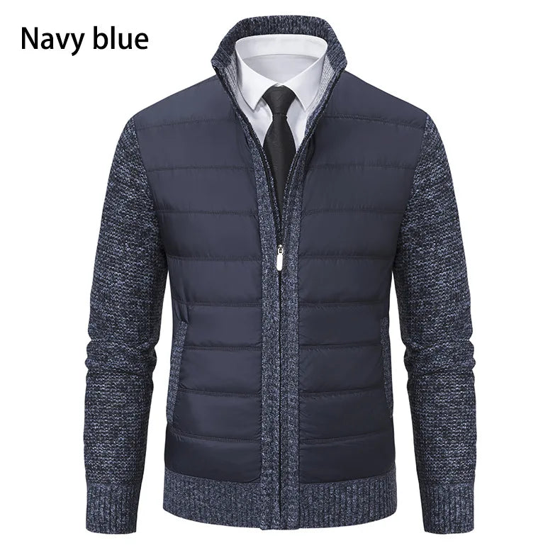 Autumn Winter Sweaters for Men Casual Knitted Sweaters Large Size Solid Color Plus Velvet Cardigan Knitted Sweater Cotton Coat