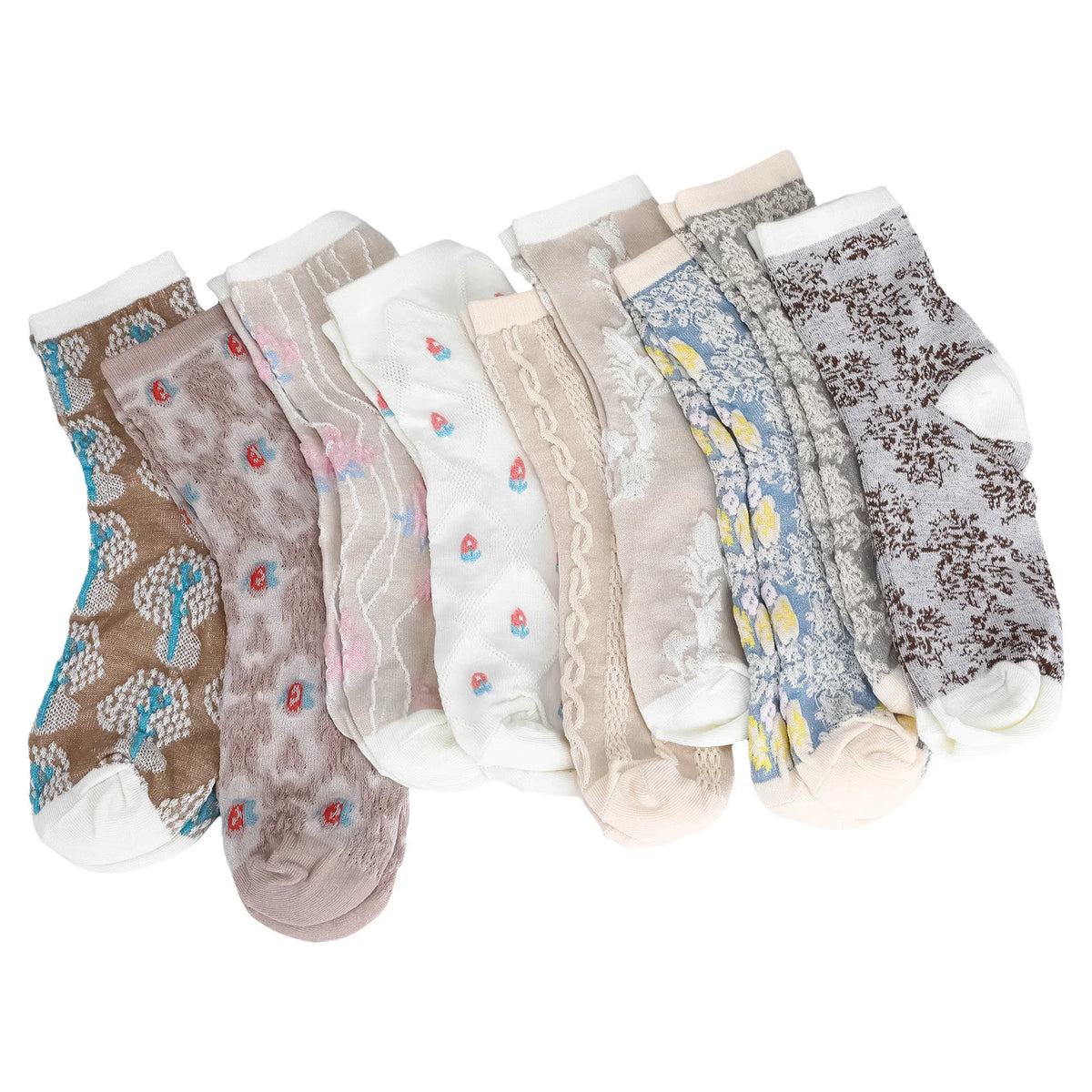 Colorful Floral Calf Socks Set