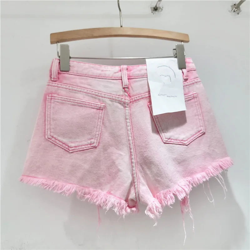 Denim Shorts for Women in The Summer of 2025 High Waisted and Slimming New Style Spicy Girl with Ripped Sexy Wide Leg Trousers