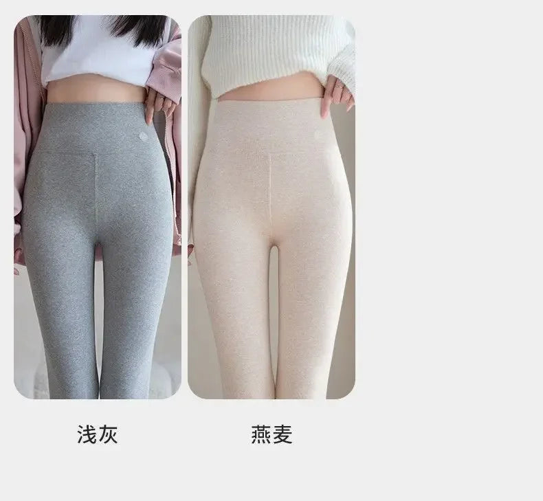 Pure Cotton Leggings Women Autumn Large Size High Waist Tight Nine-point Thickened Small Feet Make Them Look Slim Warm Pants