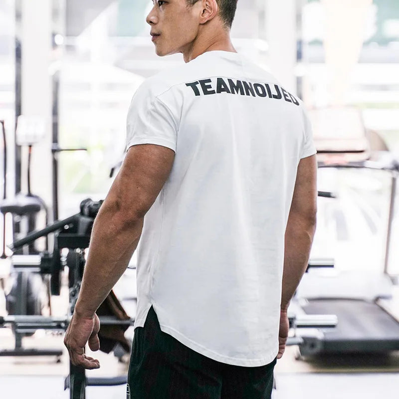 Men's Gym T Shirts Quick Dry Short Sleeve Summer Sports T-shirt Elastic Fitness Workout Tops Casual Bodybuilding Athletic Tee
