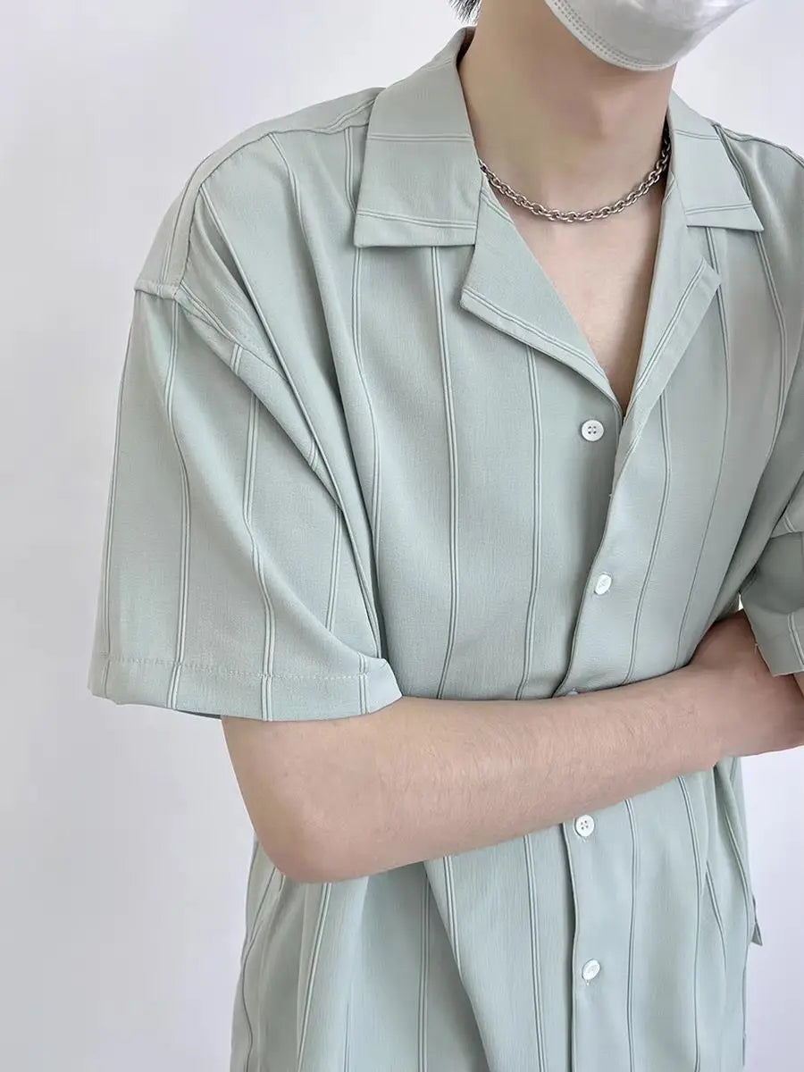 Striped Short Sleeve Shirt Men