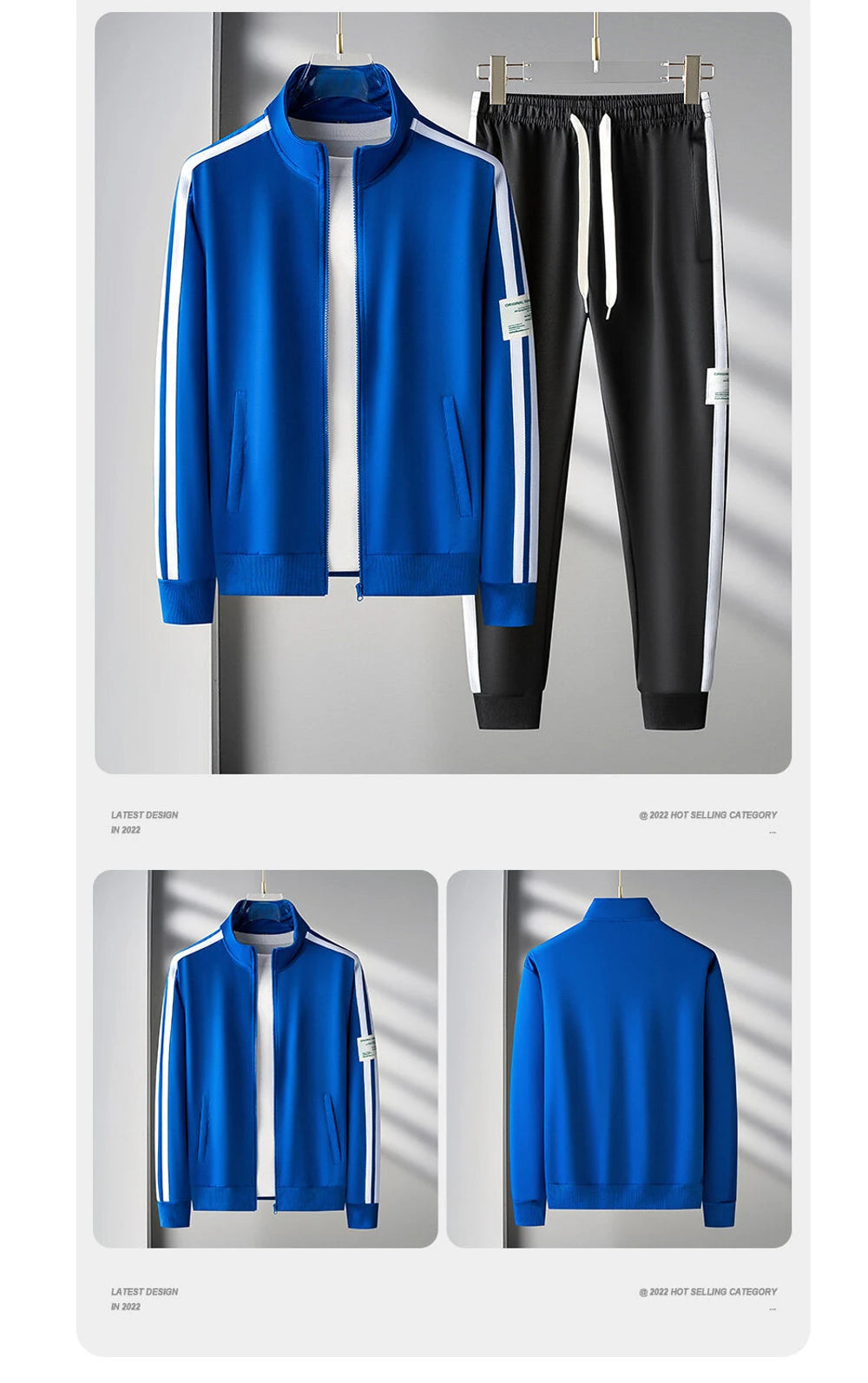 Autumn Mens Sportswear Suits Fashion Tracksuit 2 Piece Sets Jacket+Pants Sweatsuit Man Outdoor Joggers Running Sports Suits 5XL