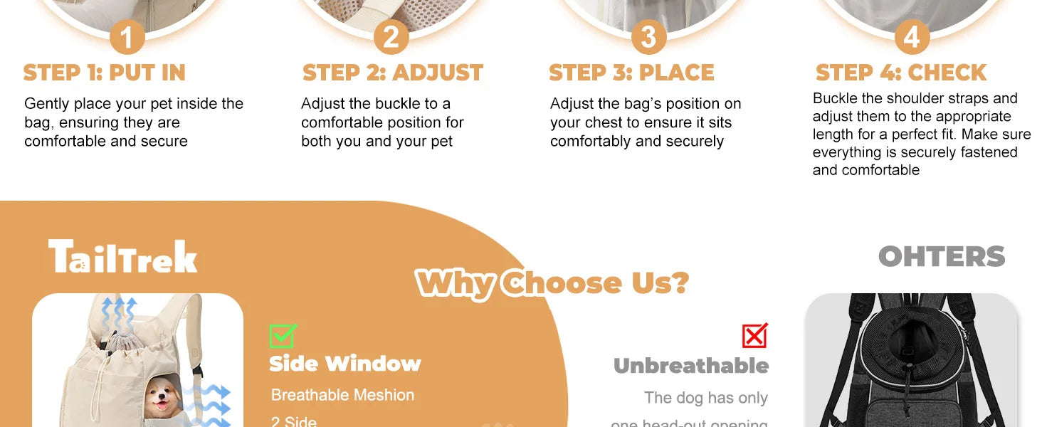Pet Travel Chest Backpack Large Capacity Portable Breathable Handbag Outdoor Travel Cat and Dog Bag