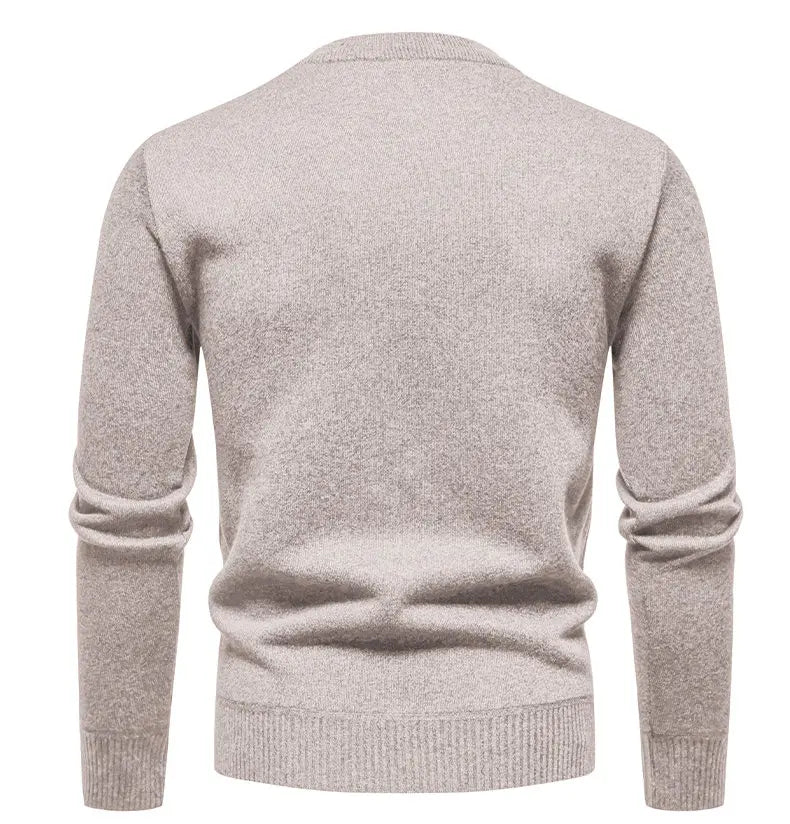 New Sweater Men Casual Knitted Pullover Solid Color Warm Regular Fit Round Neck Sweater Pullovers Mens Sweatwear