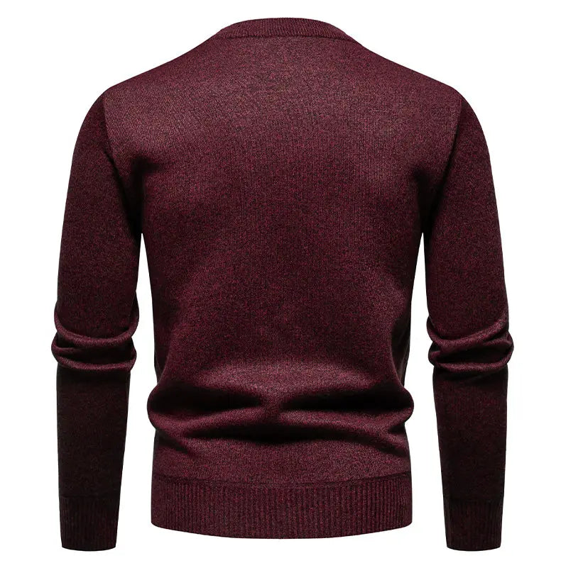 New Sweater Men Casual Knitted Pullover Solid Color Warm Regular Fit Round Neck Sweater Pullovers Mens Sweatwear