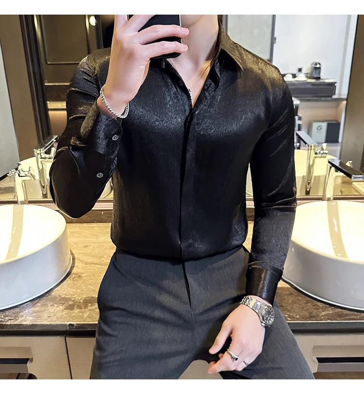 Glossy Slim Fit Men’s Dress Shirt