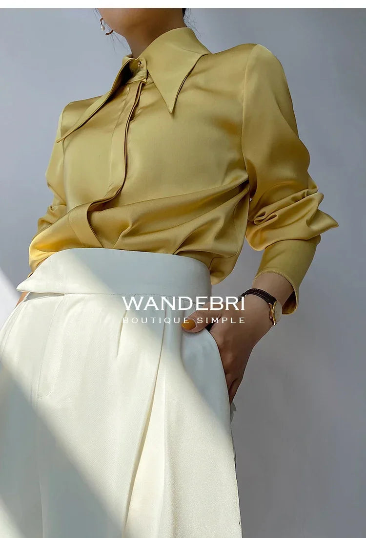 Elegant Satin Office Casual Shirt