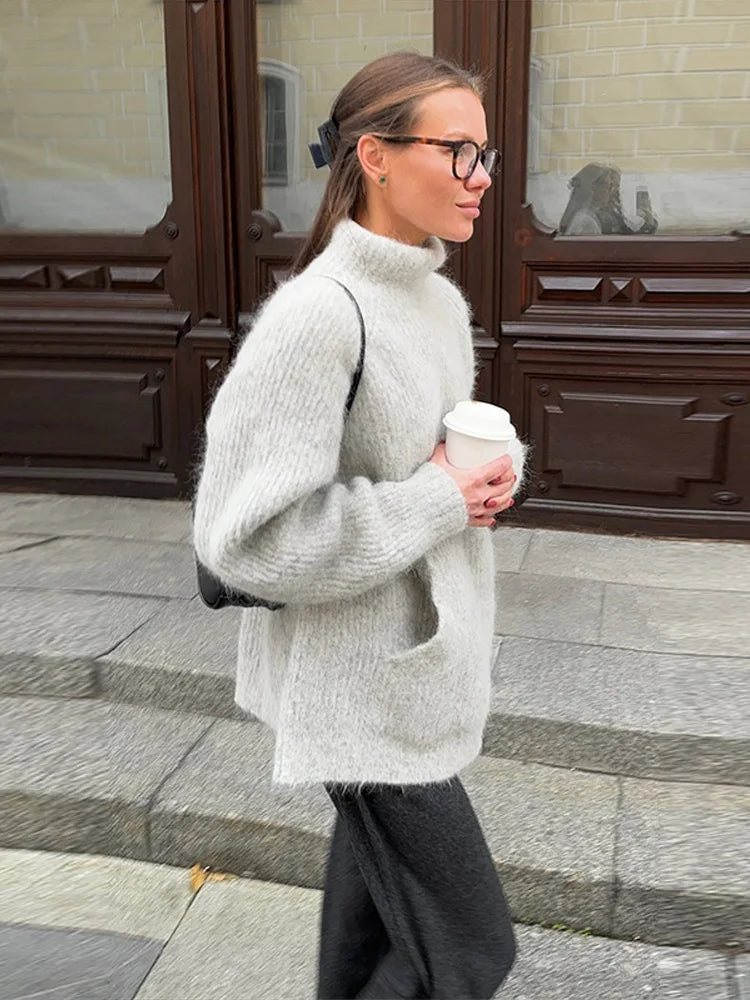 Soft Turtleneck Knit Pullover Sweater