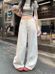 Women's Clothing Black Jeans Tie Dye Bleached Irregular Design Gradient Multi Color Female Denim Fashion Unique Colorful Cool