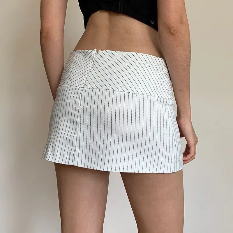 Women Low Waist Skirts Stripes A-line High Waist Skirt for Women Hips Spliced Short Skirt Ladies Bodycon Layered Mini Bottoms